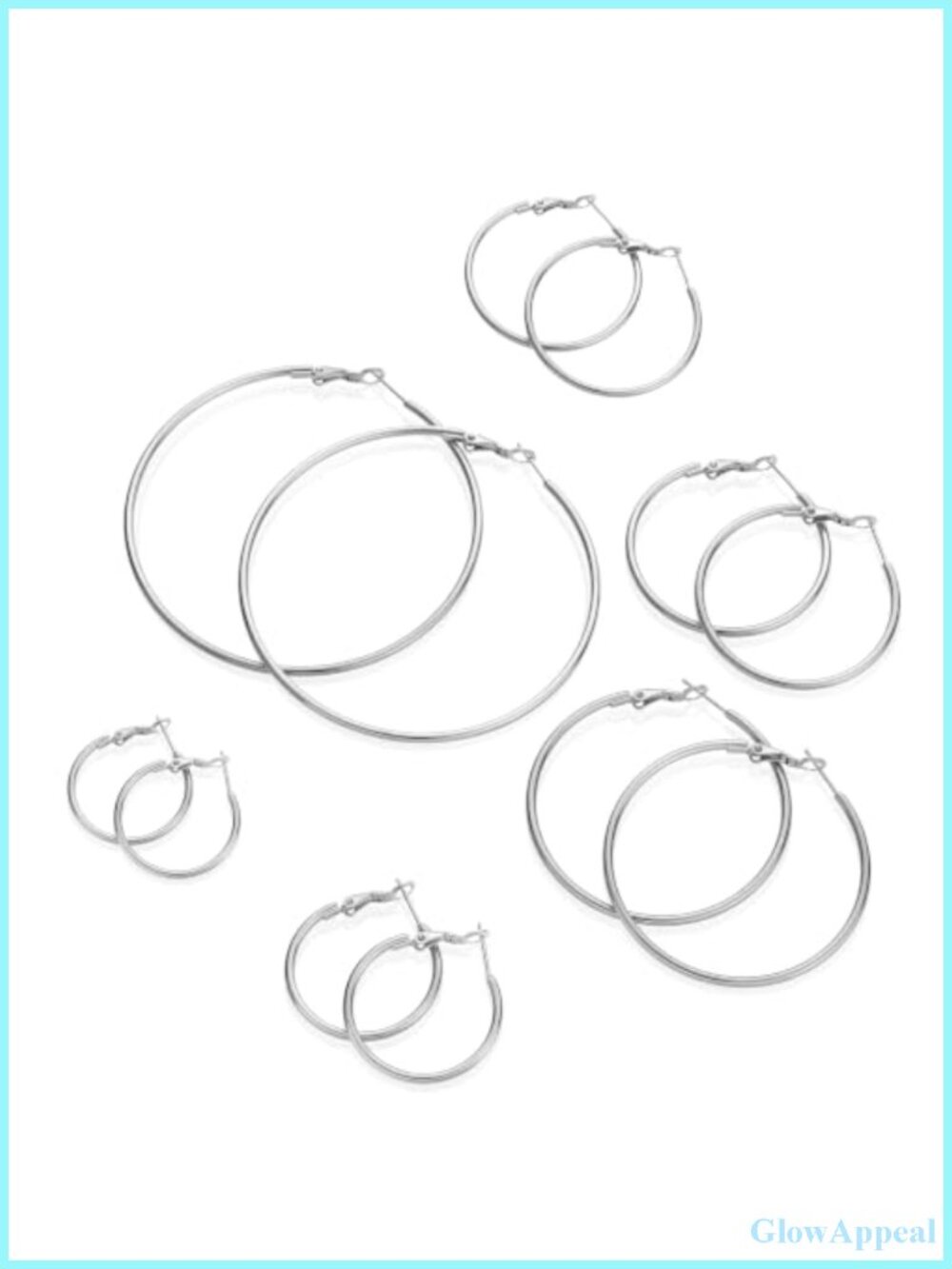 6 Pairs Stainless Steel Silver Hoop Earrings Set Hypoallergenic Lightweight